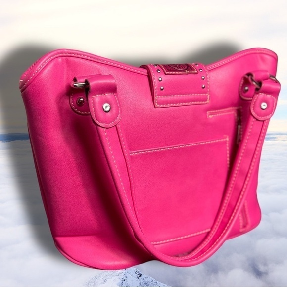 Nwot Montana West Tooled Concealed Handgun Studded Satchel Purse Pink - Picture 3 of 15